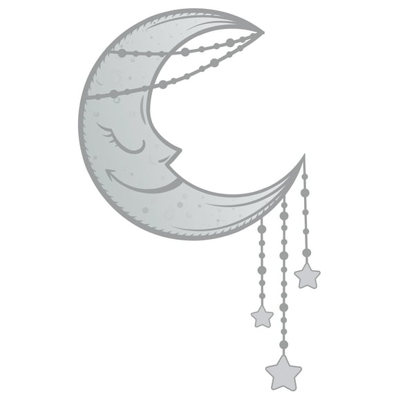 Removable Home Living Room Art Giant Moon Crescent Décor Goodnight Design Wall Decal Sticker - 10" x 20" Kids Boys Girls Baby Nursery Bedroom Chandelier Stars Night Sky Art Adhesive Wall Decoration