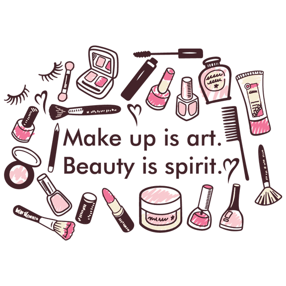Removable Home Living Room Lettering Art Quotes Make Up Is Art Beauty Is Spirit Decor Vinl Wall Decal - 15" x 20" Girls Bedroom Make Up Cosmetics Adhesive Multicolor Design Wall Decor Sticker