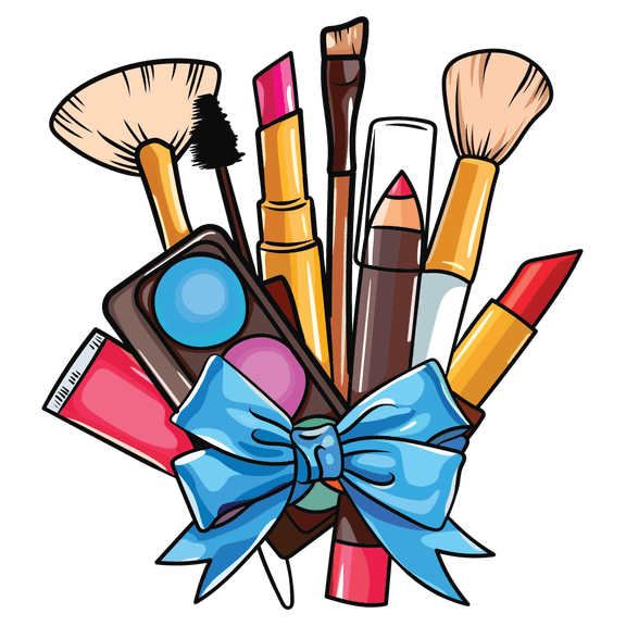 Removable Home Living Room Vinyl Decoration Makeup Bouquet Design Adhesive Wall Decal - 20" x 22" Girls Bedroom Makeup Artist Enthusiast Colorful Cosmetics Wall Decoration Multicolored Wall Sticker