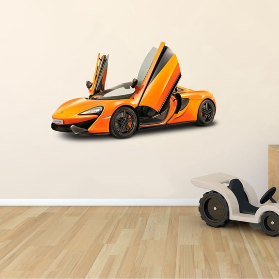 Removable Home Wall McLaren 570-GT Decor Design Adhesive Automobile Wall Decal | 22" x 36" Vinyl Bedroom Living Room Luxury Sports Super Car F1 Racing Automotive Team Wall Decoration Sticker