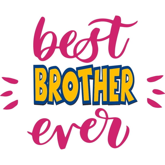 Removable Home Wall Multicolored Lettering Art Best Brother Ever Inspirational Quotes Design Stick And Peel Vinyl Wall Decal | 14" x 14" Kids Boys Bedroom Living Room Adhesive Wall Decoration Sticker