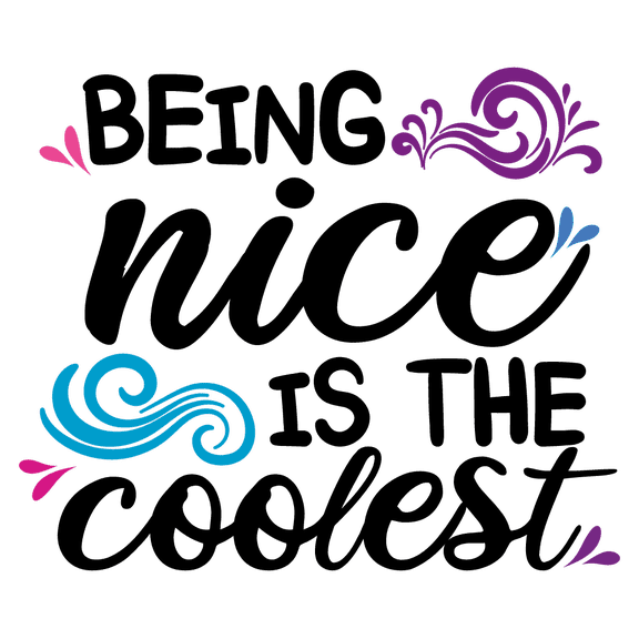 Removable Kids Bedroom Living Room 21" x 28" Inspirational Quotes Vinyl DÃ©cor Creative Lettering Art Design Home & Cubicle Doors Sticker Adhesive Wall Decal - Being Nice Is The Coolest