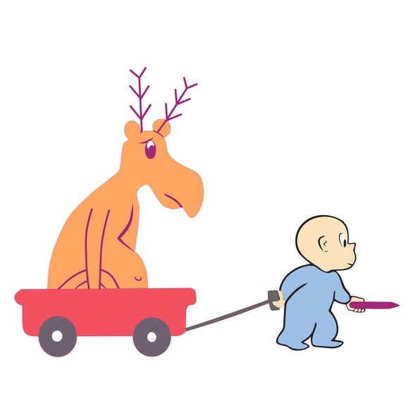 Removable Kids Bedroom Nursery Four Year Old Boy Rain Deer Multi-colored Decor Design Wall Decal - 15" x 20" Home Art Living Room Vinyl Adhesive Harold And The Purple Crayon Decoration Sticker