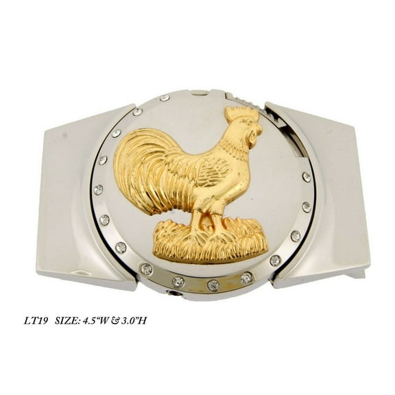 Removable Lighters Belt Buckle Rooster Cock Fighting Gold Metal Western Rodeo TEXAS STYLE
