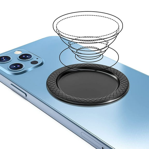 Removable Magnetic Disk Base Compatible with Magsafe Wireless Charge for Socket Grip, Magnet Disc Plates for Collapsible Cell Phone Finger Ring Holder Stand for iPhone Case