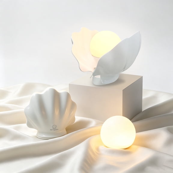 Removable Magnetic Pearl Elegant Seashell Base Ocean Magic LED Night Lights, Soft Glow