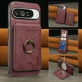 thumbnail image 1 of Removable Magnetic Phone Case for Google Pixel 10 / 10 Pro, with Card Slots Holder Ring Kickstand, Compatible with Magsafe 2 in 1 Case, Classic Drop Protective PU Leather Men Women - Winered, 1 of 8