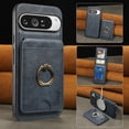 thumbnail image 1 of Removable Magnetic Phone Case for Google Pixel 9 Pro XL, with Card Slots Holder Ring Kickstand, Compatible with Magsafe 2 in 1 Case, Classic Drop Protective PU Leather Men Women - Blue, 1 of 8