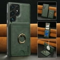 thumbnail image 1 of Removable Magnetic Phone Case for Samsung Galaxy S24, with Card Slots Holder Ring Kickstand, Compatible with Magsafe 2 in 1 Case, Classic Drop Protective PU Leather Men Women - Green, 1 of 8