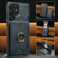 thumbnail image 1 of Removable Magnetic Phone Case for Samsung Galaxy S25 Plus, with Card Slots Holder Ring Kickstand, Compatible with Magsafe 2 in 1 Case, Classic Drop Protective PU Leather Men Women - Blue, 1 of 8
