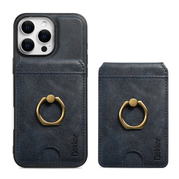 Removable Magnetic Phone Case for iPhone 16 Pro Max, with Card Slots Holder Ring Kickstand, Compatible with Magsafe 2 in 1 Case, Classic Drop Protective PU Leather Men Women - Blue