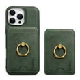 thumbnail image 1 of Removable Magnetic Phone Case for iPhone 16 Pro Max, with Card Slots Holder Ring Kickstand, Compatible with Magsafe 2 in 1 Case, Classic Drop Protective PU Leather Men Women - Green, 1 of 9