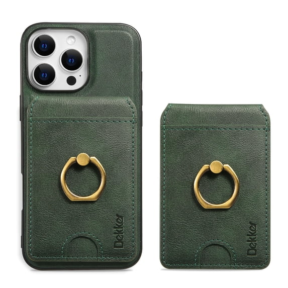 Removable Magnetic Phone Case for iPhone 16 Pro Max, with Card Slots Holder Ring Kickstand, Compatible with Magsafe 2 in 1 Case, Classic Drop Protective PU Leather Men Women - Green