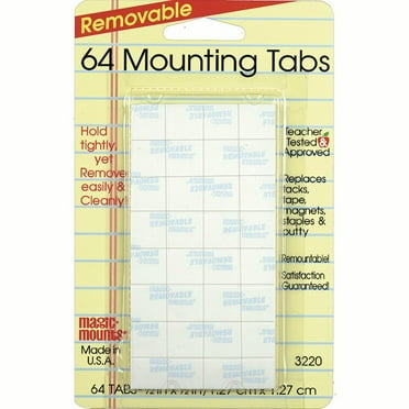 Removable Mounting Tabs, 1/2" x 1/2", Pack of 64 | Bundle of 2 Packs