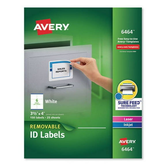 Removable Multi-Use Labels, Inkjet/laser Printers, 3.33 X 4, White, 6/sheet, 25 Sheets/pack | Bundle of 2 Packs