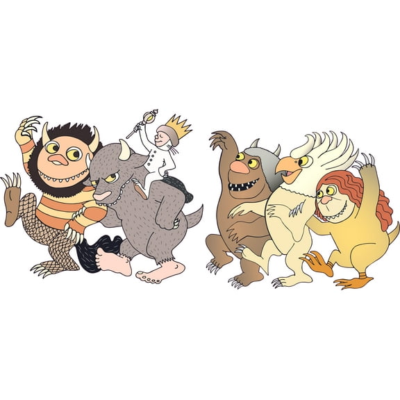Removable Multi-colored Vinyl Where The Wild Things Are Characters Kids Bedroom Living Room Wall Art Decal - 9" x 20" Adhesive Home Decor Max Carol Douglas Ira Judith & KW Wall Decoration Sticker