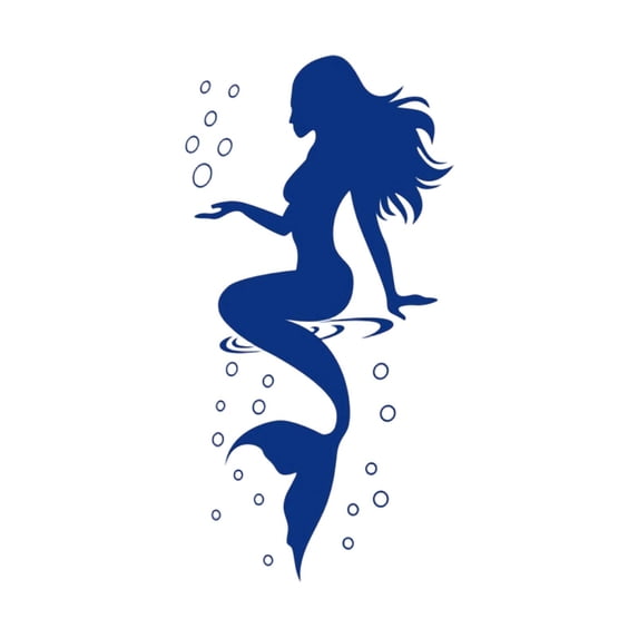 Removable PVC Mermaid Pattern Bathroom Wall Decal Gentle Self Adhesive Art Sticker For Indoor Home Wall Blue