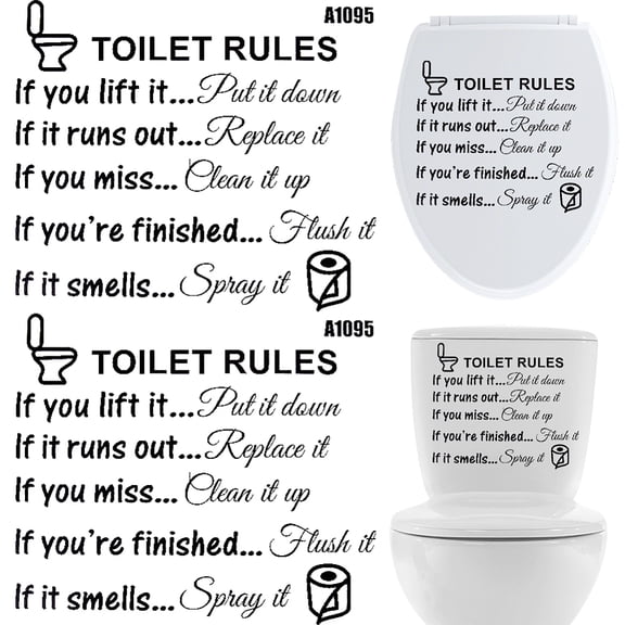 Removable PVC Self Adhesive Toilet Stickers Waterproof Bathroom Decorative Wall Decals for Toilet Rules Word 251x300x0.2mm