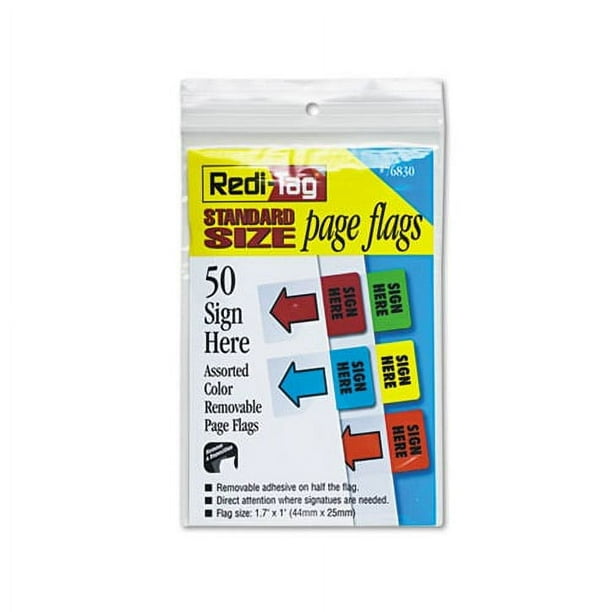 Removable Page Flags, Green/Yellow/Red/Blue/Orange, 10/Color, 50/Pack