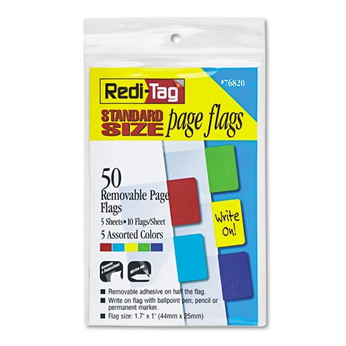 Removable Page Flags, Red/blue/green/yellow/purple, 10/color, 50/pack | Bundle of 2 Packs