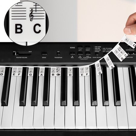 Removable Piano Stickers, 2 Pack Keyboard Note Paster for 88-Key Piano, Beginner Learning Aid (Black)