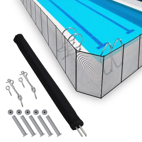 Removable Pool Safety Fence – Heavy Duty Steel & Aluminum Frame, 340GSM Tear-Resistant Mesh, Weather Resistant, Easy DIY Install, Secure Barrier for Inground Pools, Black
