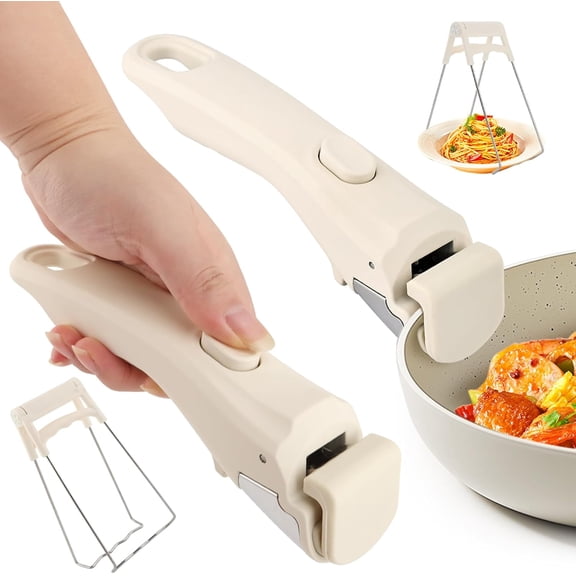 Removable Pot Handle,White Detachable Pan Handles,Universal Pan Handle, Replacement Handles for Pots and Pans with Anti-Scald Clip,Fits All Cookware