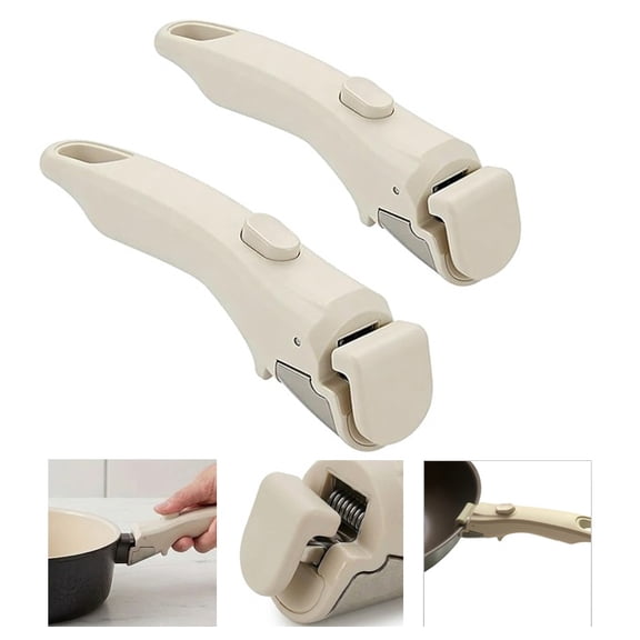 Removable Pot and Pan Handle, Replacement Detachable Pot Handle with Secure Locking System, Heat-Resistant Universal Grip, Ivory White