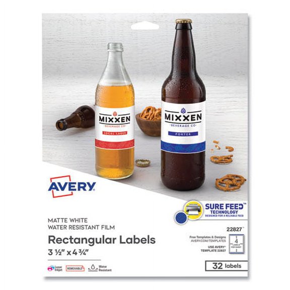 Removable Print-To-The-Edge White Labels W/ Sure Feed, 3 1/2 X 4 3/4, 32/pack | Bundle of 2 Packs