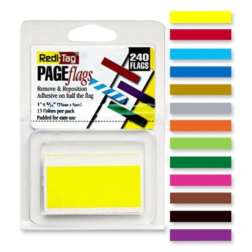 Removable/Reusable Page Flags 13 Assorted Colors, 240 Flags/Pack
