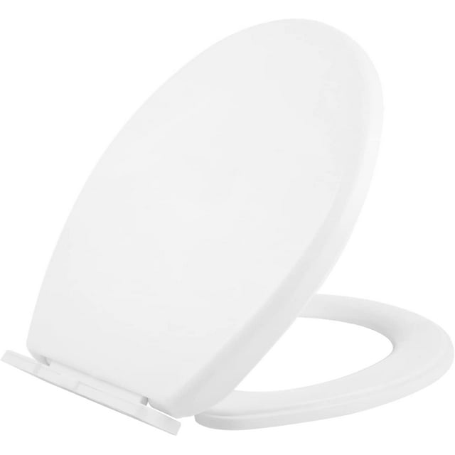 Removable Round Bowl Matte White Toilet Seat, with Nonslip GripTight
