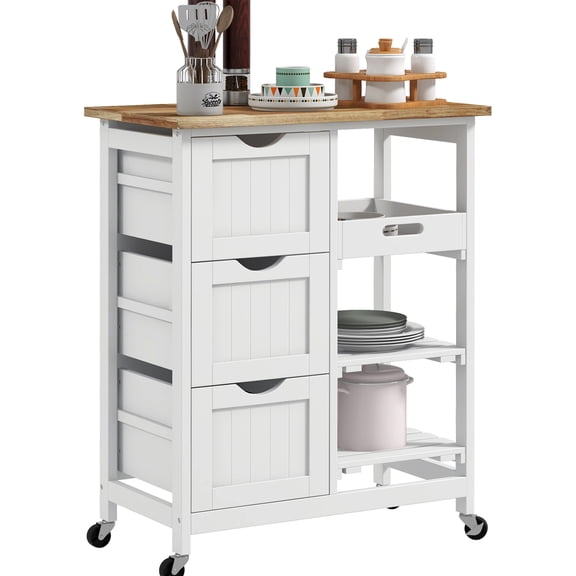 Removable Serving Trays & 3 Drawers / Perfect for Presenting Drinks and Storing Utensils