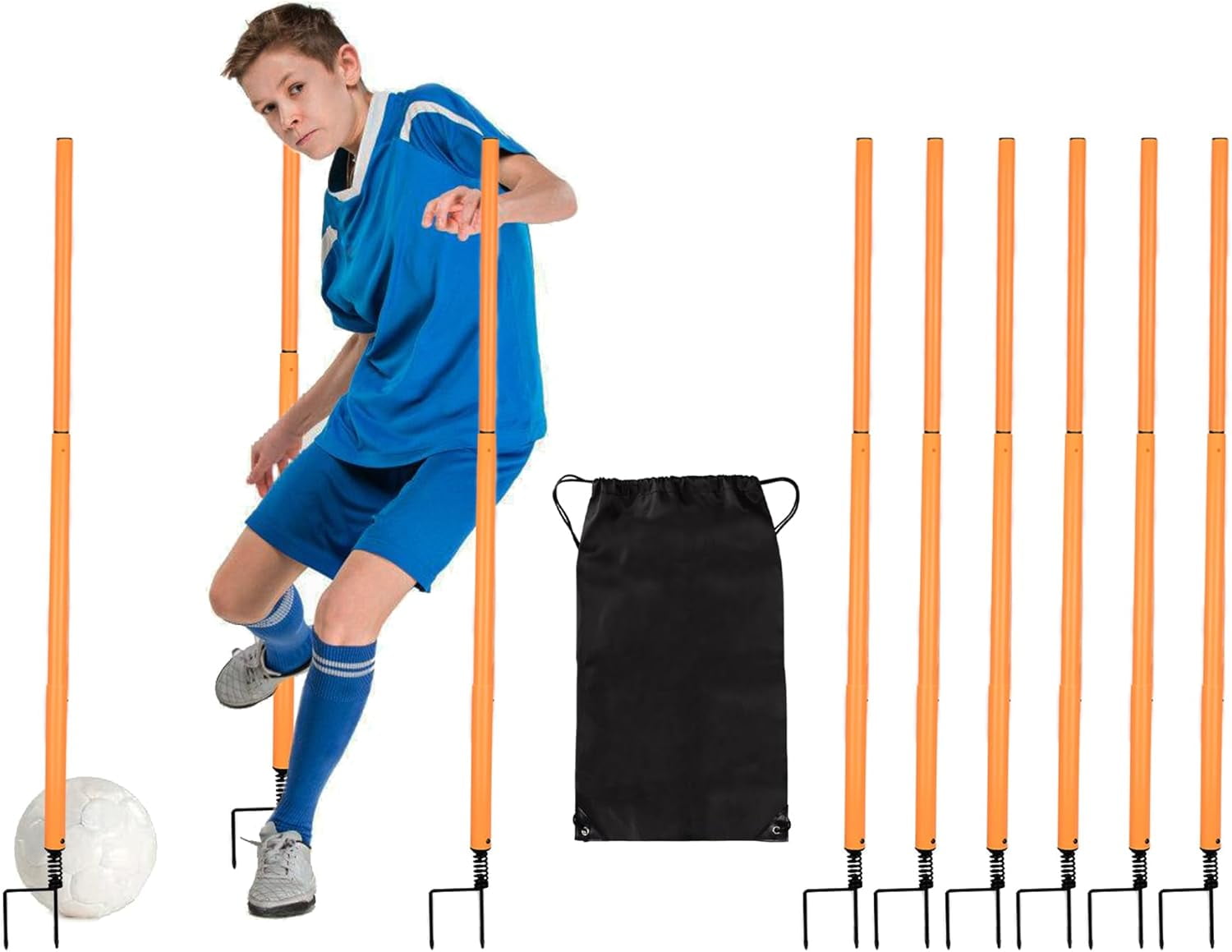 Removable Soccer Agility Training Poles Adjustable for Football Training Outdoor Sports Speed Training Equipment 47inch 6cps children