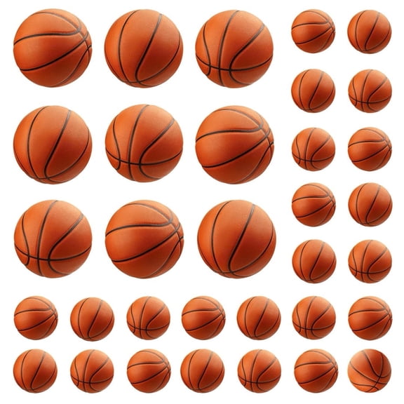 Removable Sports Ball Decals Basketball Wall Stickers in 2 Sizes (3.9" to 6.7") 3D Basketball Wall Decal Art for Boys Teens Bedroom Playroom Classroom