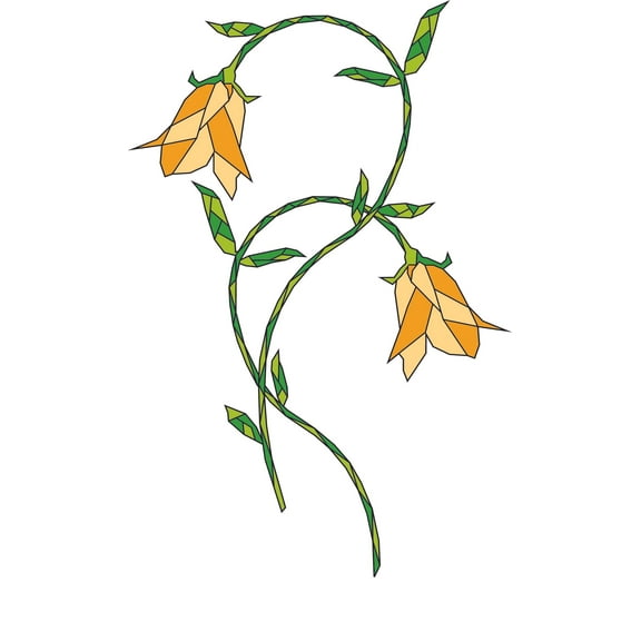 Removable Stained Glass Flowering Plant Design Window Mural - Flower Mosaic Wall Glass Film Sticker Art - Family Room Kids Room Waterproof Static Cling Vinyl Flowers Decoration 6" x 15"