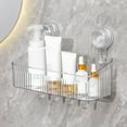 thumbnail image 1 of Removable Suction Shelf Basdi Removable Suction Cup Shelf - One-Second Installation Plastic Organizer for Bathroom & Kitchen | Transparent Rustproof Design, Plastic Bathroom Organizer, Clear2, 1 of 9