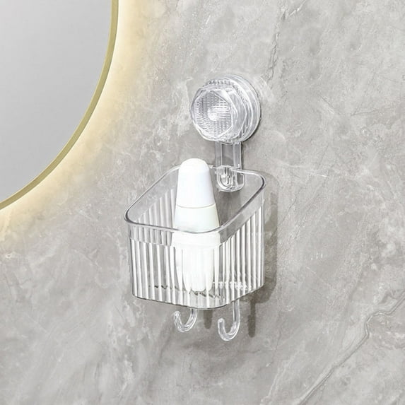 Removable Suction Shelf Basdi Removable Suction Cup Shelf - One-Second Installation Plastic Organizer for Bathroom & Kitchen | Transparent Rustproof Design, Plastic Bathroom Organizer, Clear1