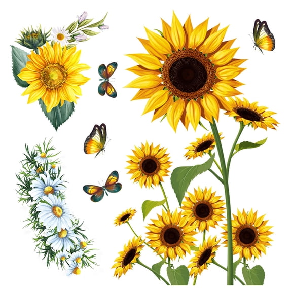 Removable Sunflower Wall Decal for Living Room and Bedroom, Easy to Apply and Remove Without Damaging Walls, PVC Material, Nature-Inspired Home Decor
