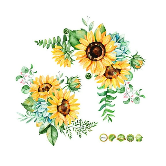 Removable Sunflower Wall Stickers Kitchen Waterproof Decals Home Decor Living Room Door Refrigerator 1 pc