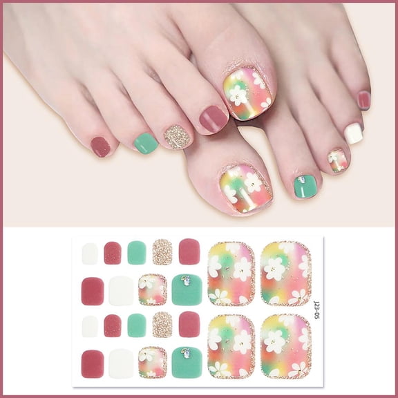 Removable Toenail Stickers, White Flash Fashion Nail Art, Safe & Reusable