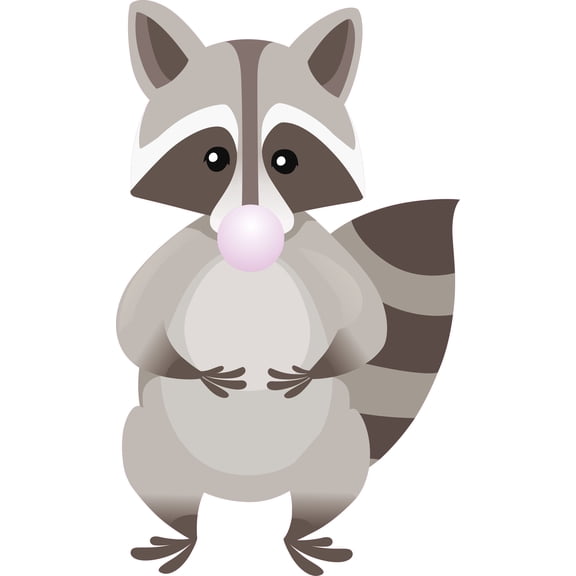 Removable Tree Animal Bubble Gum Balloon Decoration Art Vinyl Kids Bedroom Nursery Wall Decal - 20" x 32" Home Living Room Multicolored Raccoon Decor Adhesive Cartoon Style Design Wall Sticker