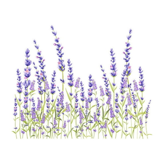 Removable Wall Decal Lavender Flowers Sticker 39"x18" Self-Adhesive Mural Bathroom Decor Vinyl Art Peel Stick Home Accent