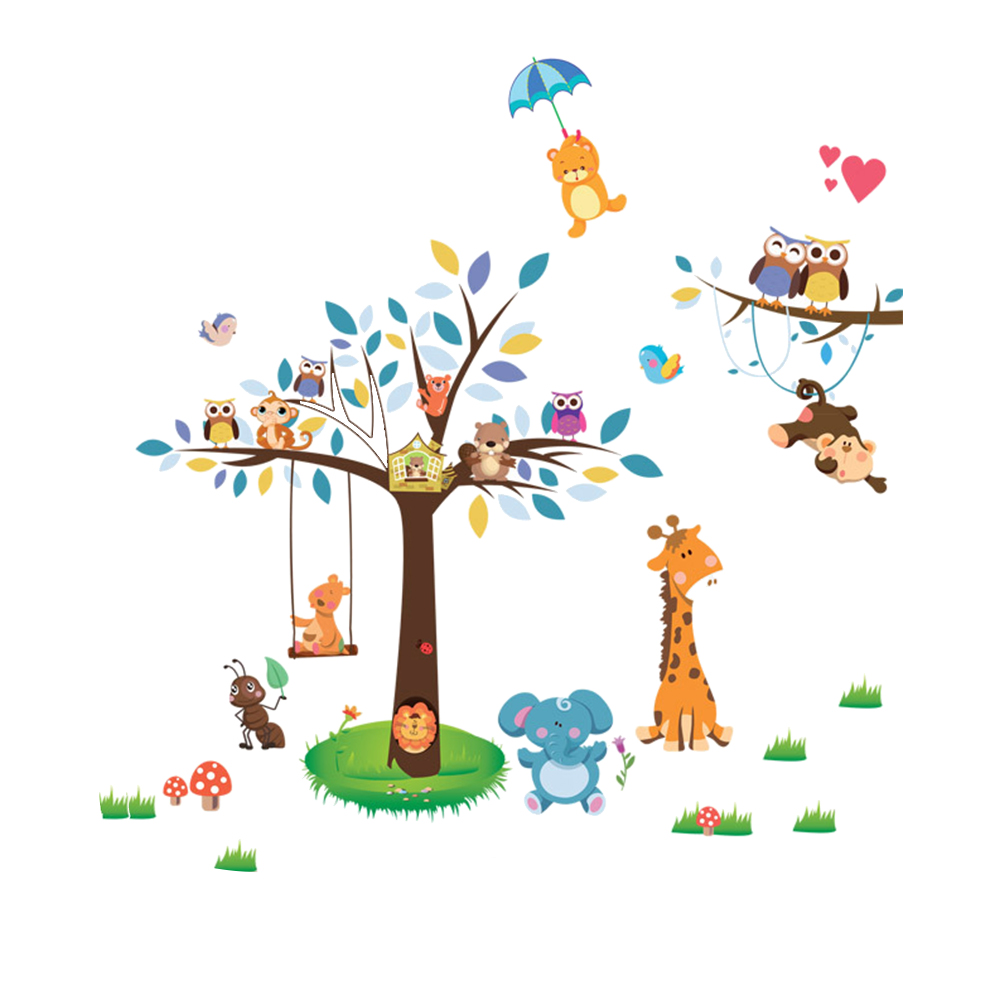 Removable Wall Decals Wall Stickers Cartoon Wallpaper Adorable Animals