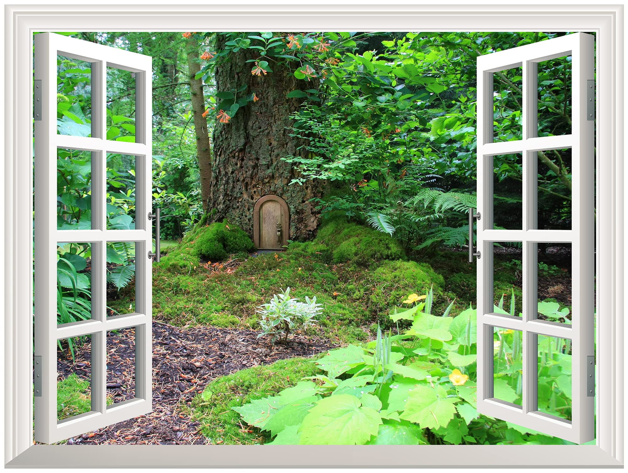 Elf Treehouse Forest View Removable Wall Mural - 36" x 48"