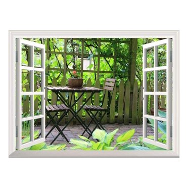 Sticker Beautiful View Out Window wall26 Removable Wall Sticker/Wall Mural -Beautiful Garden View Out of ...