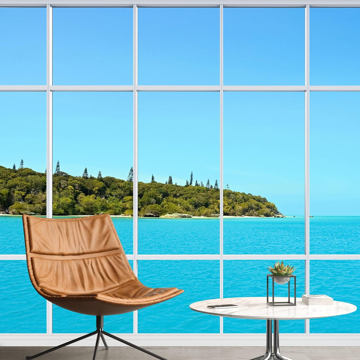 Removable Wall Sticker/Wall Mural Vibrant Blue Island Ocean Horizon