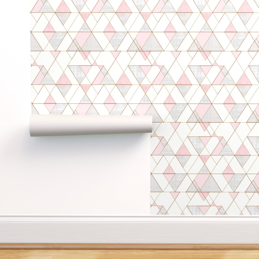 Removable Wallpaper 3ft x 2ft Pink Gray Geometric Blush Rose Gold