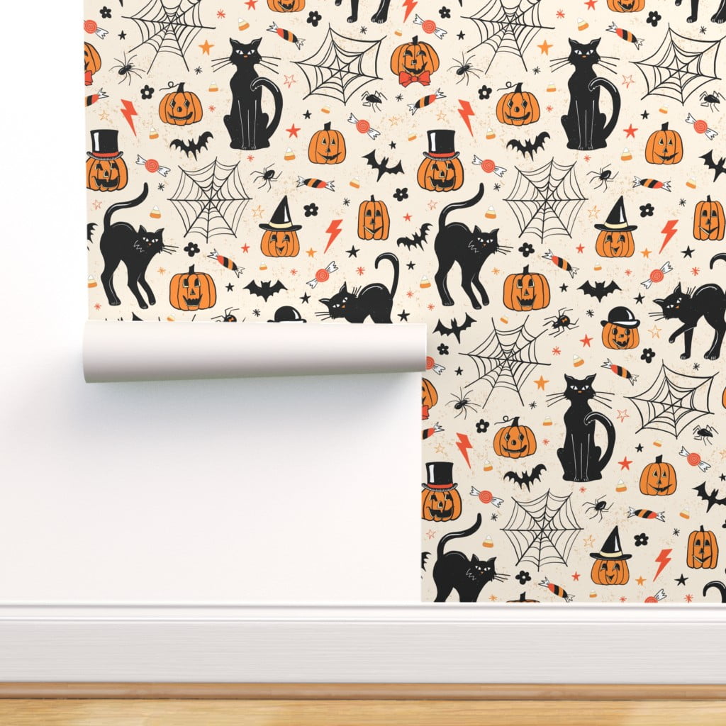 Removable Wallpaper Swatch - Vintage Halloween Bats Spooky Fall Autumn