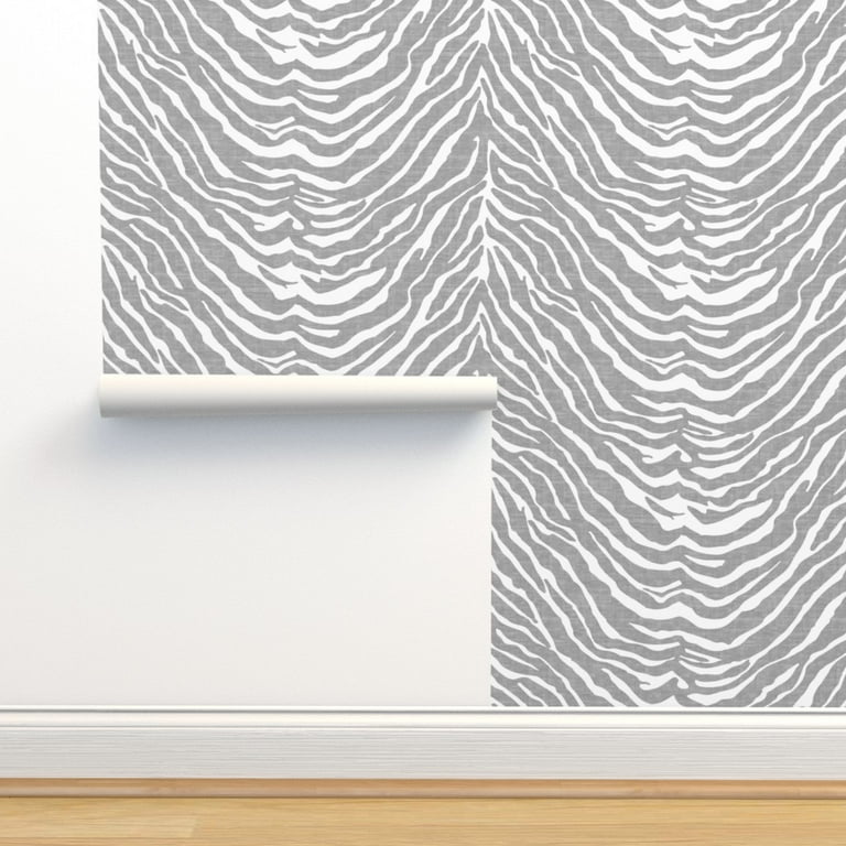 Removable Wallpaper Swatch - Zebra Texture Animal Print Safari Gray White  Midcentury Modern Wild Nursery Fashion Custom Pre-pasted Wallpaper by