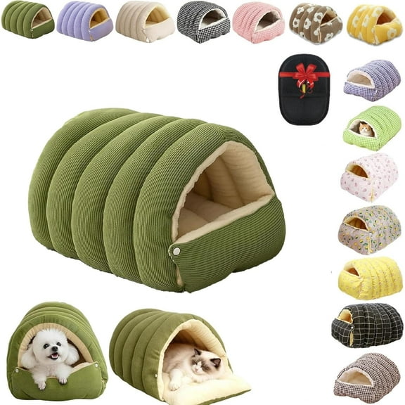Removable & Washable Cat Bed – Foldable Closed Pet Nest, Warm Plush Snuggle Hut for Indoor Cats & Small Dogs